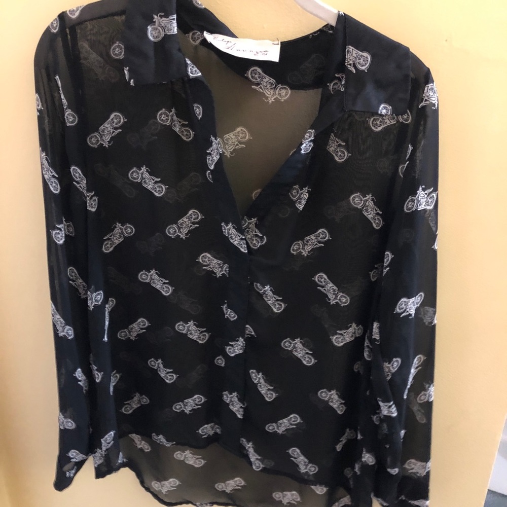 Black and white bike blouse